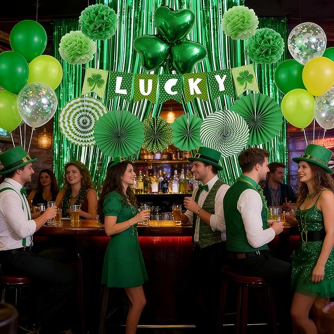 37 Pcs St Patricks Day Decorations Set Shamrock Lucky Banner Foil