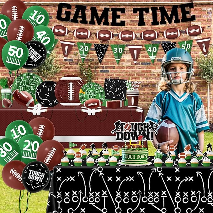 Football Party Supplies Kit Serve 24 Touchdown Plates Napkins