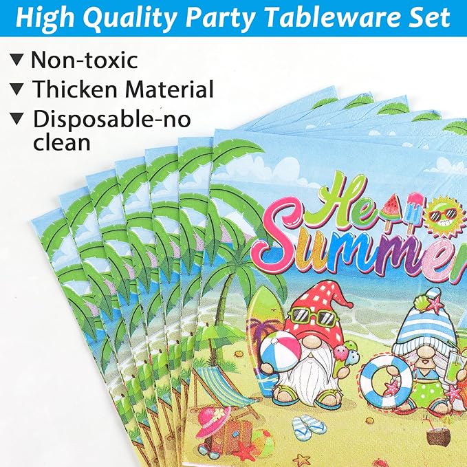 96 Pcs Hello Summer Beach Party Plates Napkins Tableware Set End of