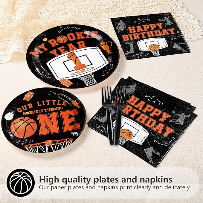 96Pcs Basketball 1st Birthday Party Supplies My Rookie Year First
