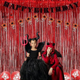 GREATRIL Red Fringe Curtains Party Streamers Backdrop Foil Tinsel