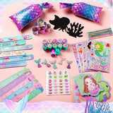 120Pcs Mermaid Party Favors Stickers Pencils Notebooks Stampers