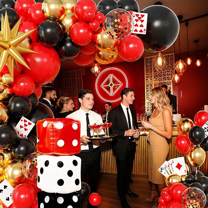 104pcs Casino Party Decorations Balloon Garland Arch Kit with 3