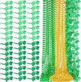 100 Pcs St Patricks Day Accessories Kit Green Necklaces Bulk
