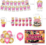 43Pcs Pink Movie Night Party Decoration Including Cupcake Toppers