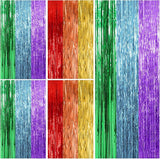 5 Pack Rainbow Backdrop Party Decorations Tinsel Curtain Party