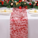 Snowkingdom 2Pcs Red Table Runner Roll Sequin Glitter Metallic Foil
