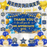 Vlipoeasn We Appreciate You Banner Decorations, Blue Gold Thank You