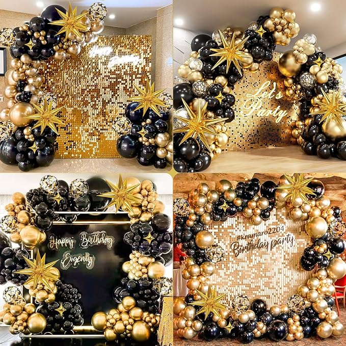 Black and Gold Balloon Arch Kit 117 PCS, Gold and Black Party