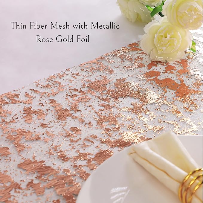 Snowkingdom 2 Pieces Rose Gold Table Runner 11"x108" Glitter Sequin