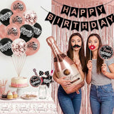 Rose Gold and Black Birthday Decorations Party Supplies Kit with
