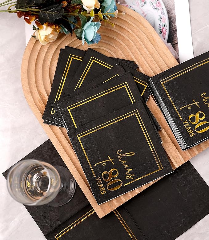 Cheers to Years Cocktail Napkins - 50 PK - 3-Ply Birthday Napkins 5x5