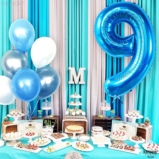 KatchOn, Giant Blue Number 9 Balloon - 40 Inch | Foil 9 Birthday
