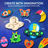 JOYIN 12 Glow in The Dark Wooden Magnets for Kids, Paint Your Own Arts