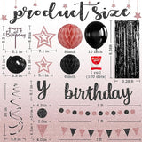 Rose Gold and Black Birthday Party Decorations Set Happy Birthday