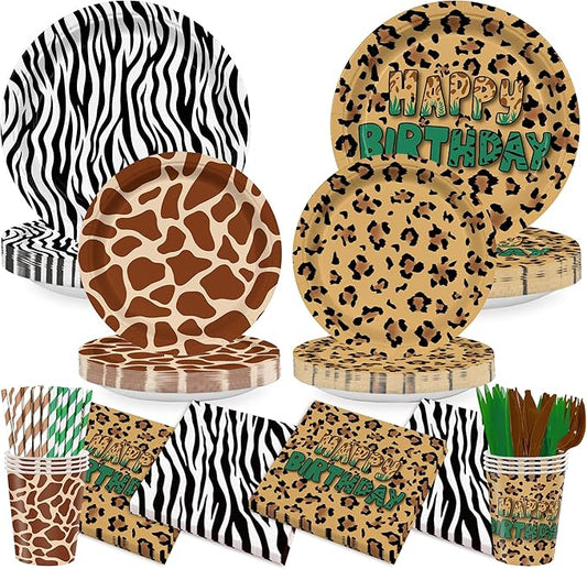 168PCS Mouse Safari Party Supplies for Kids Boys Girls Cartoon