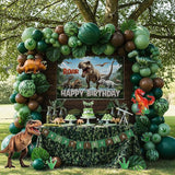 Dinosaur Birthday Party Decorations with Dinosaur backdrop Hunter