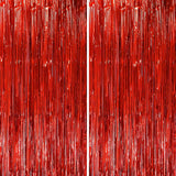 Voircoloria 2 Pack Red Foil Fringe Backdrop Curtains, Tinsel