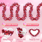 50 Feet Valentines Day Garland Decor Red Pink Heart Tinsel Garland