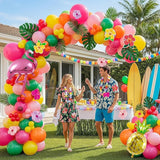 Summer Tropical Balloon Arch Kit Hot pink yellow orange Balloon Luau