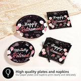 96Pcs Retirement Party Decorations Black Rose Gold Retirement Plates