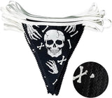 32Ft Black White Halloween Party Decorations Skull Fabric Pennant
