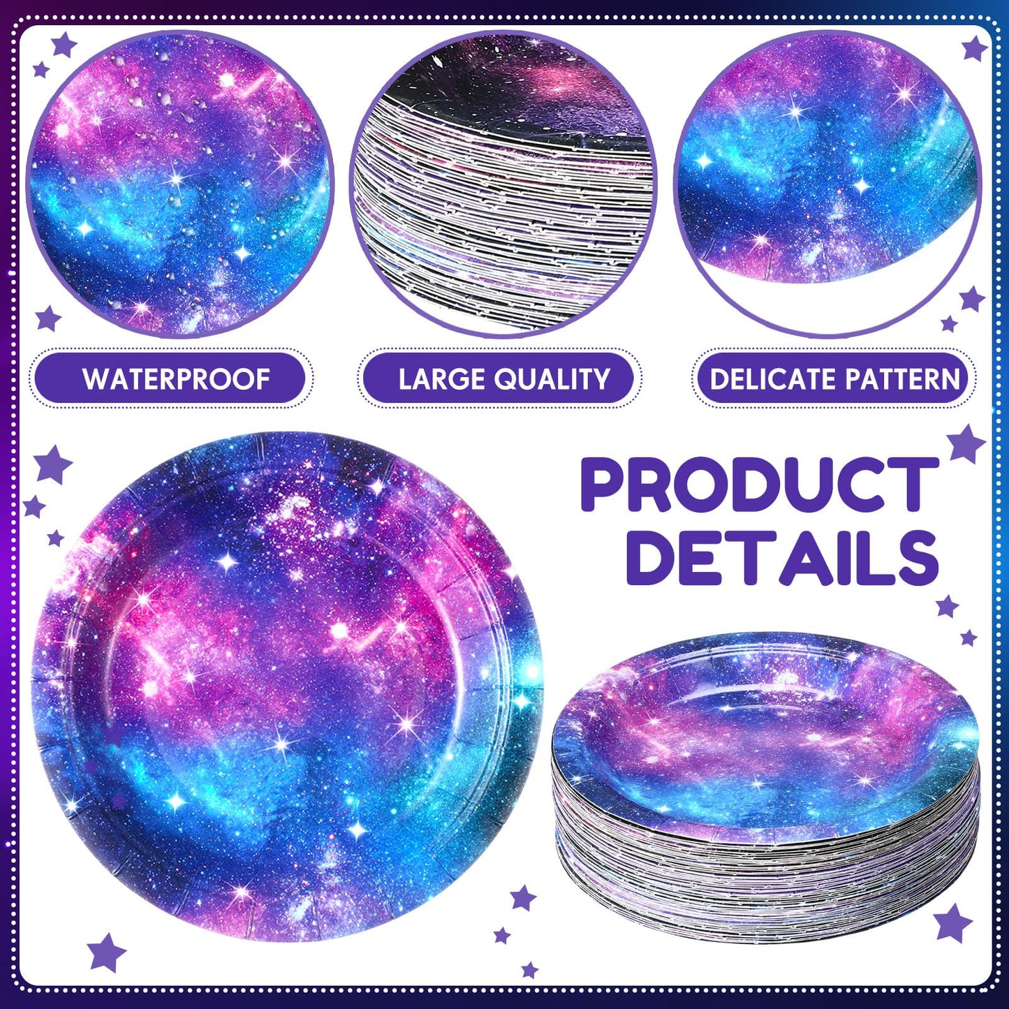 60 Pcs 7 Inch Space Galaxy Paper Plates Outer Space Theme