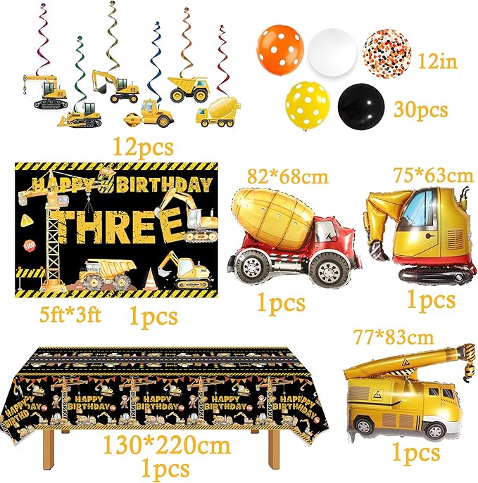 black Construction 3rd Birthday Party Supplies Dump Truck 3rd