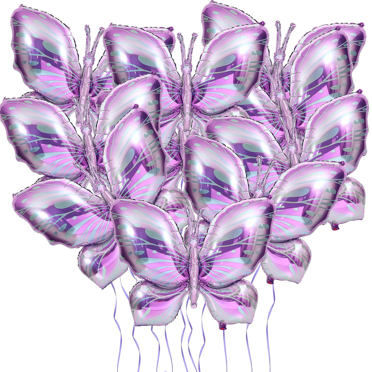 NOVWANG Butterfly Balloons - 10 Pcs 40 Inch Purple Pink Foil Mylar