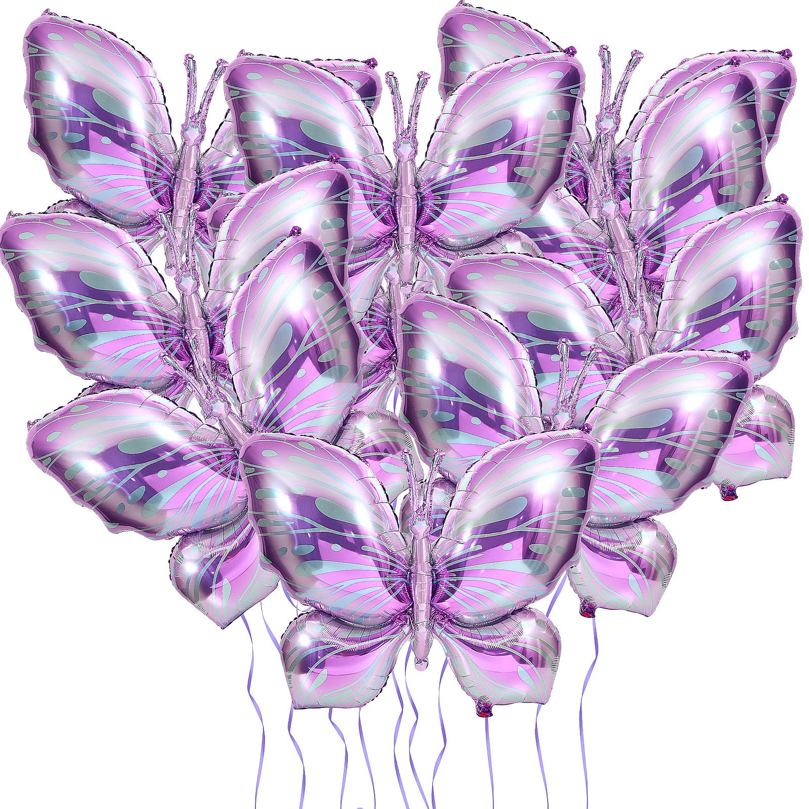 NOVWANG Butterfly Balloons - 10 Pcs 40 Inch Purple Pink Foil Mylar