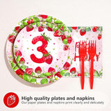 96Pcs Strawberry 3rd Birthday Party Supplies Three is So Sweet