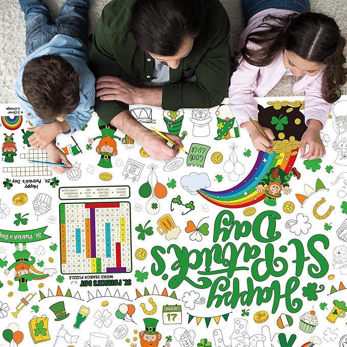 QZYL 54" x 108" Coloring St Patricks Day Crafts, Giant Coloring Table