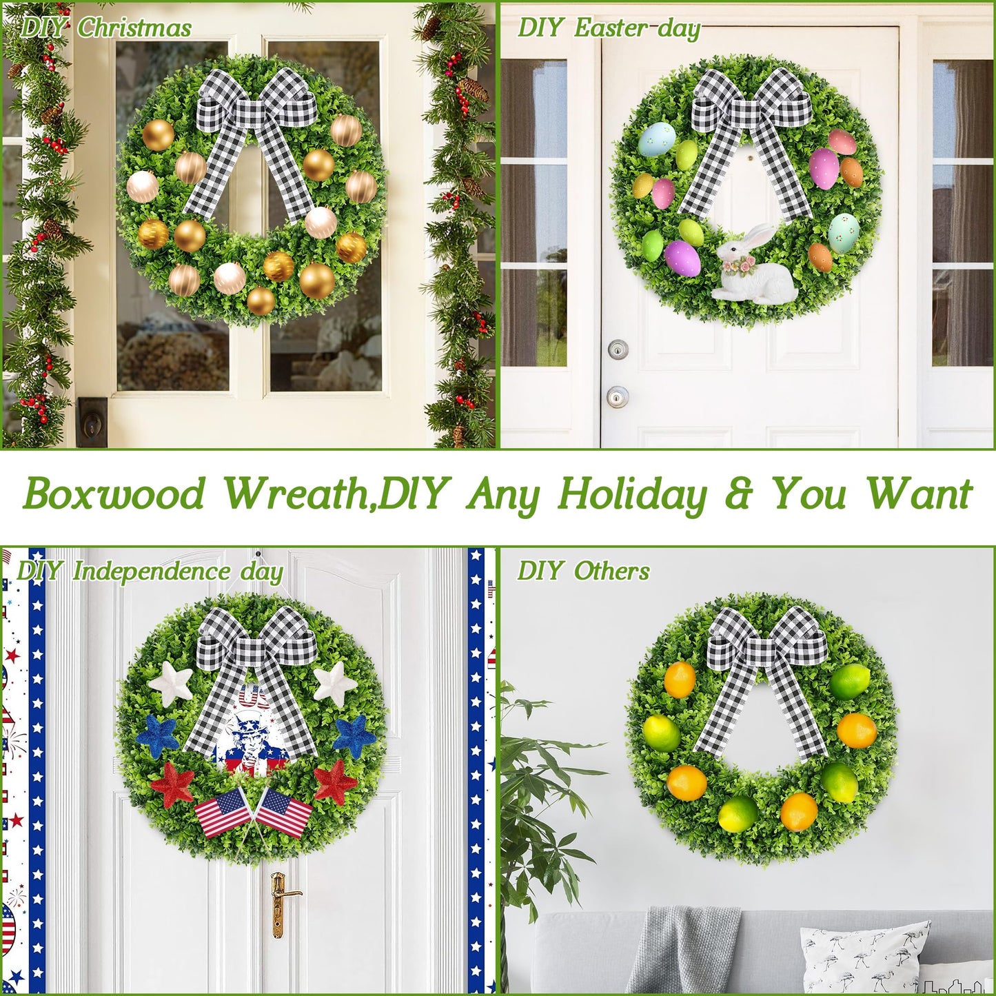 Vlorart 28" Faux Round Boxwood Wreath, Artificial Large Boxwood Wreath