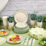 Kochorie 400 Pieces Sage Green Disposable Tableware Sets, Green and