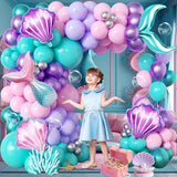 106pcs Mermaid Balloon Garland Arch Kit with Giant Foil Tail & 3