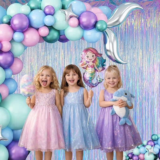Iridescent Clear Tinsel Curtain Backdrop, 3.28 x 8ft Extra Long