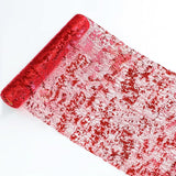 Snowkingdom Red Sparkly Table Runner Sequin Glitter Metallic Foil