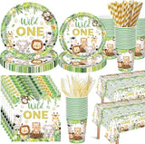 452 Pcs Wild One Birthday Party Decorations for 50 Safari Jungle