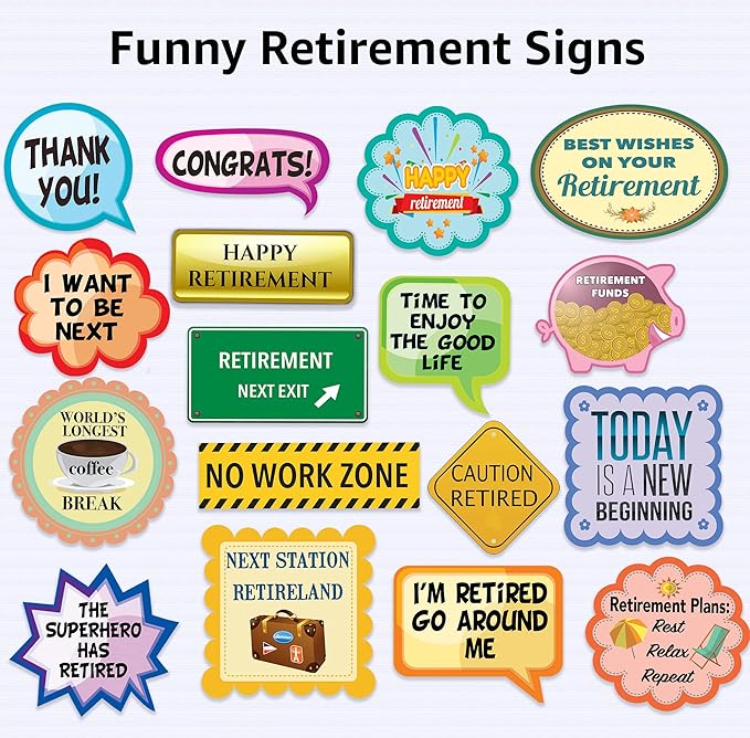 Scapa Pro Retirement Photo Booth Props 36 pc Party Supplies for