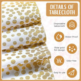 Breling 8 Pack White and Gold Disposable Plastic Tablecloths and