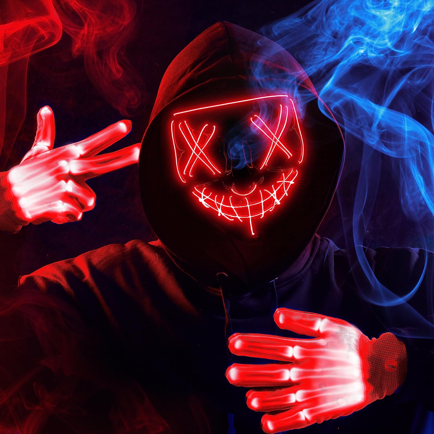 JOYIN Halloween Led Mask, Light Up Mask and Gloves for Cosplay Costume