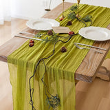 Keketoarrange 3pcs Moss Green Cheesecloth Table Runner Gauze 120 Inch