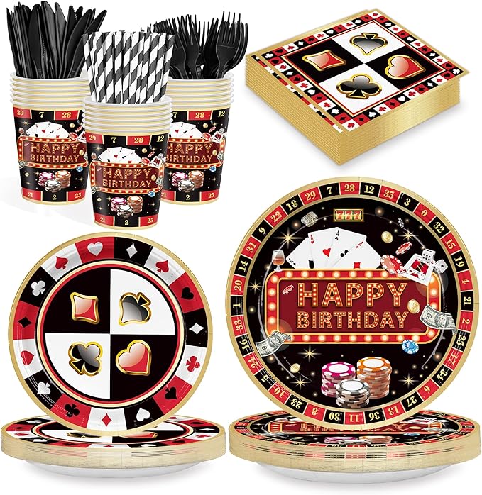168PCS Casino Party Supplies for Girls Boys Kids Las Vegas Themed