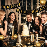 Black and Gold Birthday Party Decorations for Men Women Includes