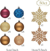 Valery Madelyn Christmas Tree Decorations Ornament Set, 50ct 2 Inches