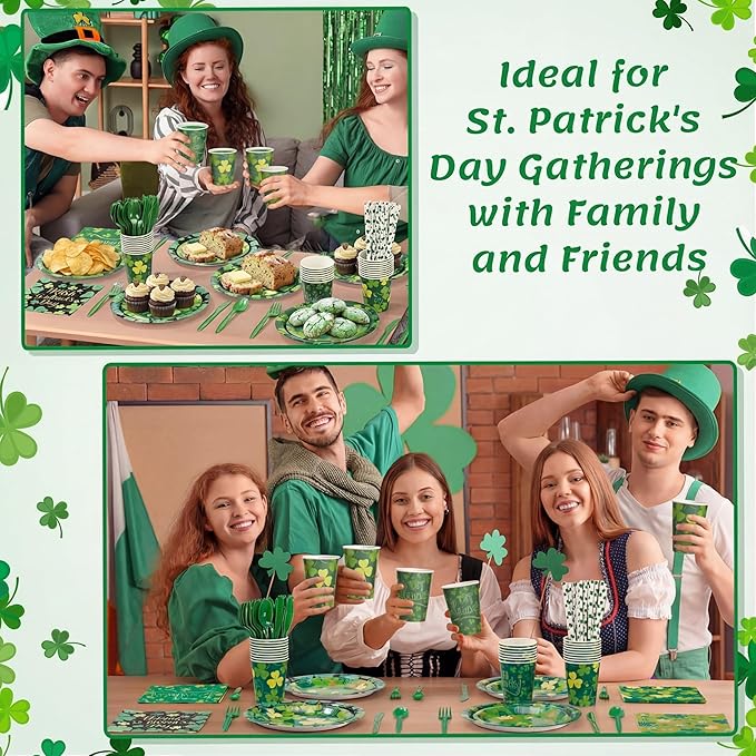 450 Pcs Happy St Patrick's Day Tableware Set Decorations Lucky Green