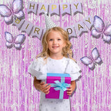BRAVESHINE Iridescent Purple Foil Curtain - 2 Pack 3.2x6.5ft