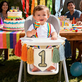 Handmade Rainbow 1st Birthday HighChair Banner Colorful Party