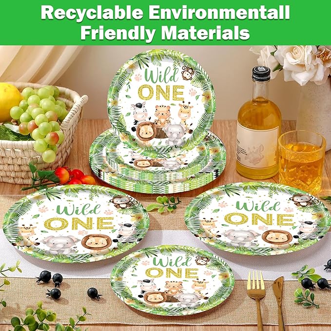 222 PCS Wild One Birthday Decorations Jungle Safari Baby Shower