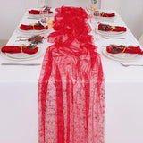 Snowkingdom Red Christmas Table Runner 10 FT, Glitter Metallic Foil